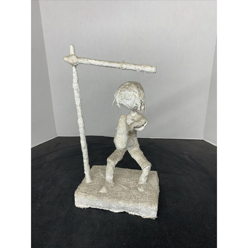 12” Folk Art Plaster & Foam Boxer Statue